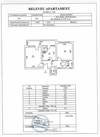 Apartament cu 2 camere decomandat, mobilat în Buzaului