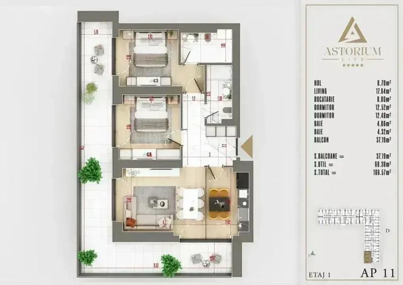 Apartament cu 3 camere decomandat în Theodor Pallady