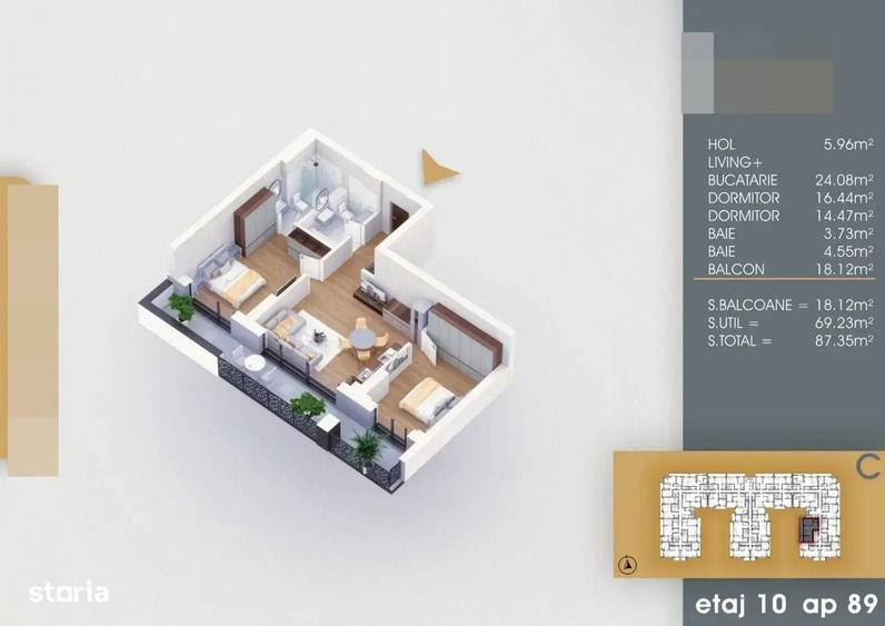 Apartament 3 camere mutare rapida 8 min metrou Nicolae Teclu - 11