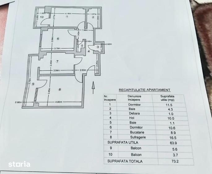 Apartament cu 3 camere decomandat în Central