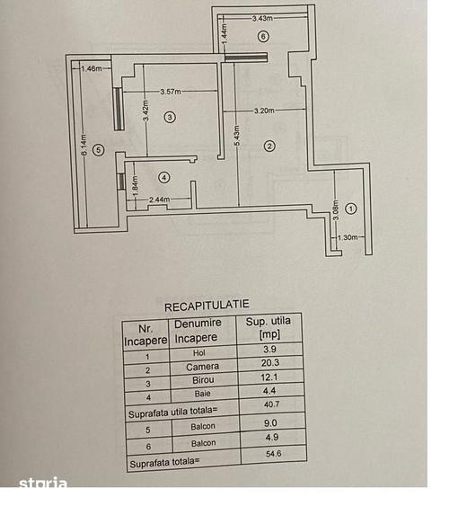 Apartament cu 2 camere în Bucium