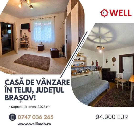 Casă cu 2 camere cu Teren 2073 Mp în Teliu