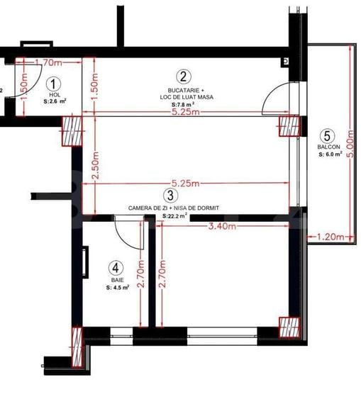 Apartament cu 2 camere în Chinteni