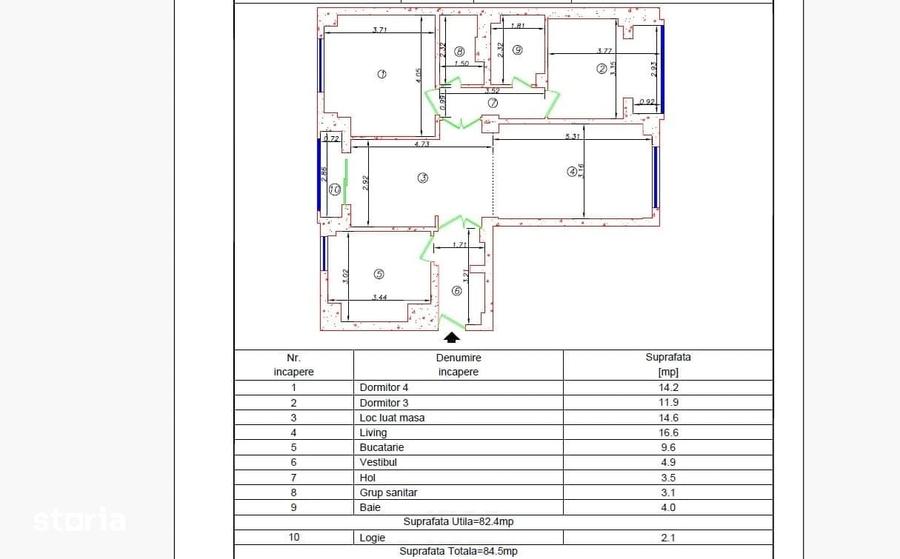 Apartament cu 3 camere în Crângași