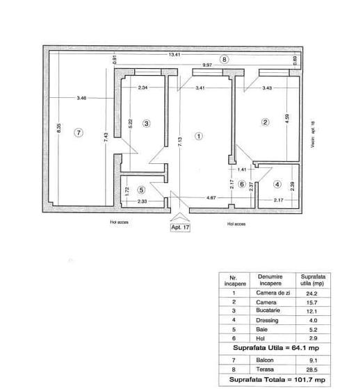 Apartament cu 2 camere decomandat în Lumina