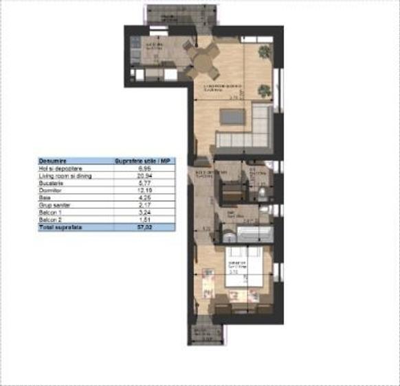 Apartament cu 2 camere în Câmpulung Muscel