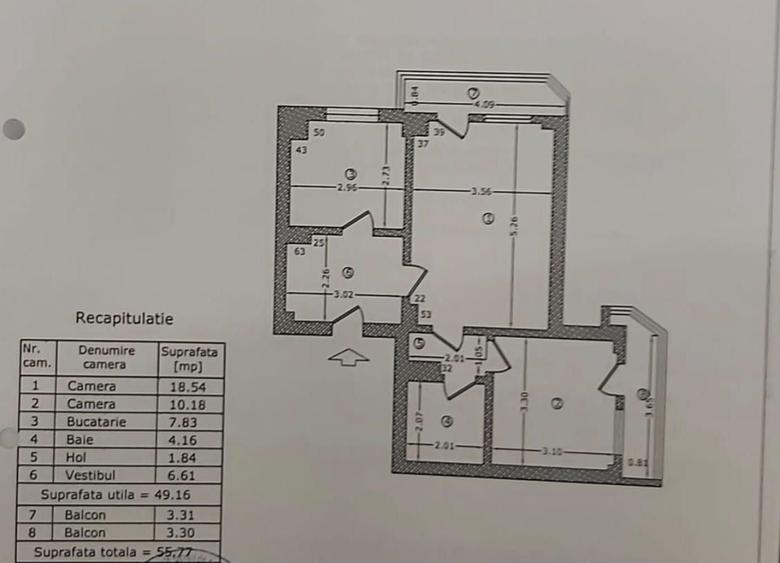 Apartament cu 2 camere semidecomandat, mobilat în Ștefan cel Mare