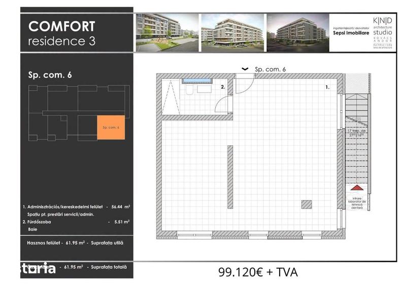 Spațiu comercial, de 43.54 mp, în Central