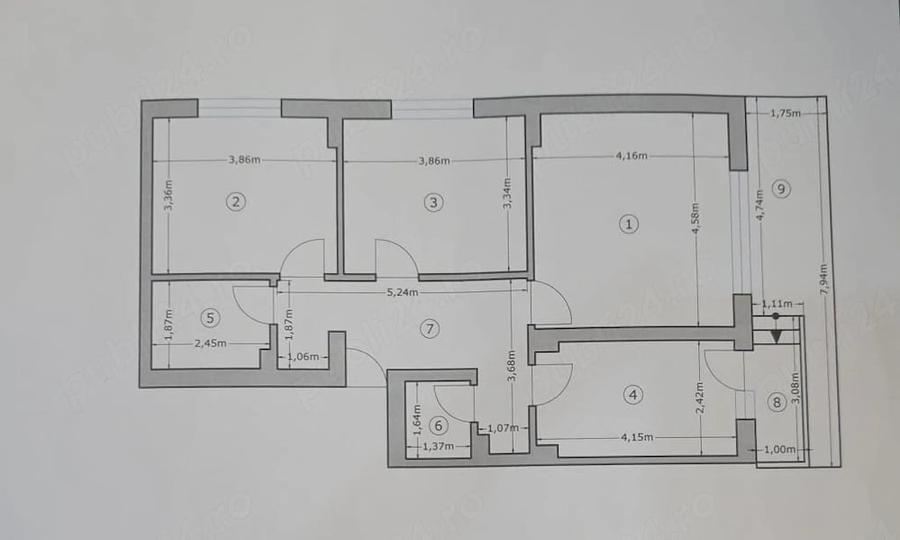 Apartament cu 3 camere decomandat în Central