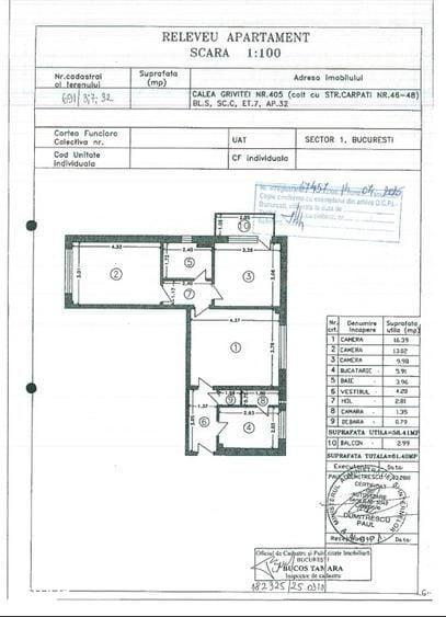 Apartament cu 3 camere în 1 Mai