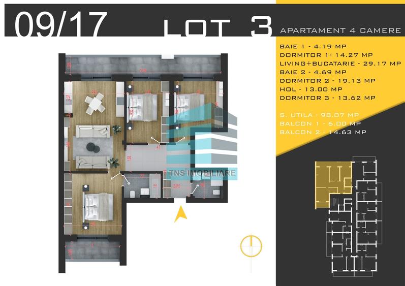 Apartament cu 4 camere în Titan