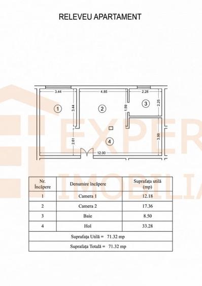 Apartament cu 3 camere decomandat, mobilat în Techirghiol