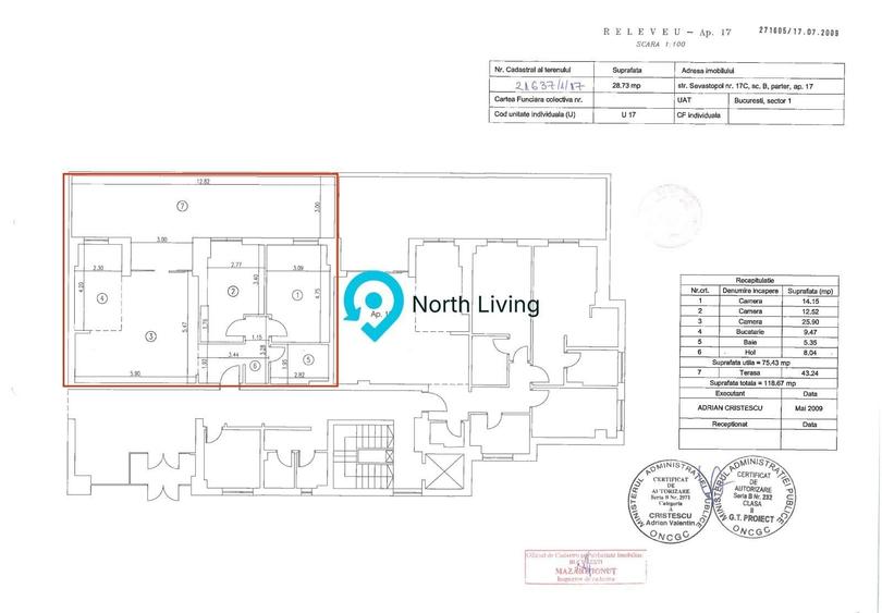 Apartament cu 3 camere în Cișmigiu