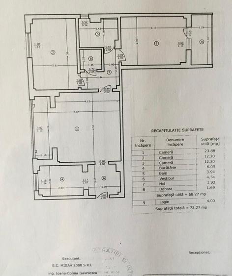 Apartament cu 3 camere semidecomandat în Iancului