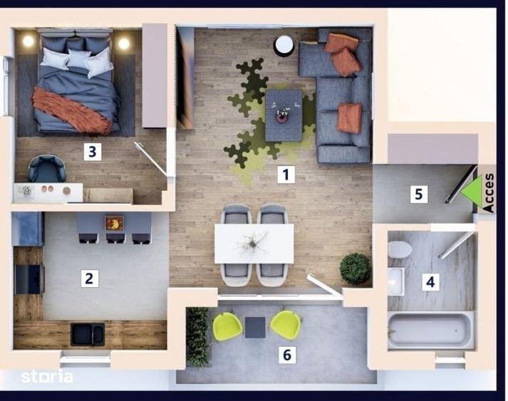 Apartament cu 2 camere decomandat în Central