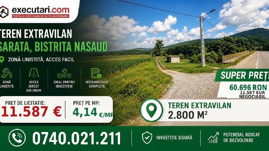 Teren extravilan de 2800 mp, în Sărata