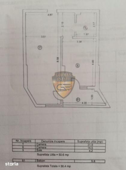 Apartament cu 2 camere în Nord