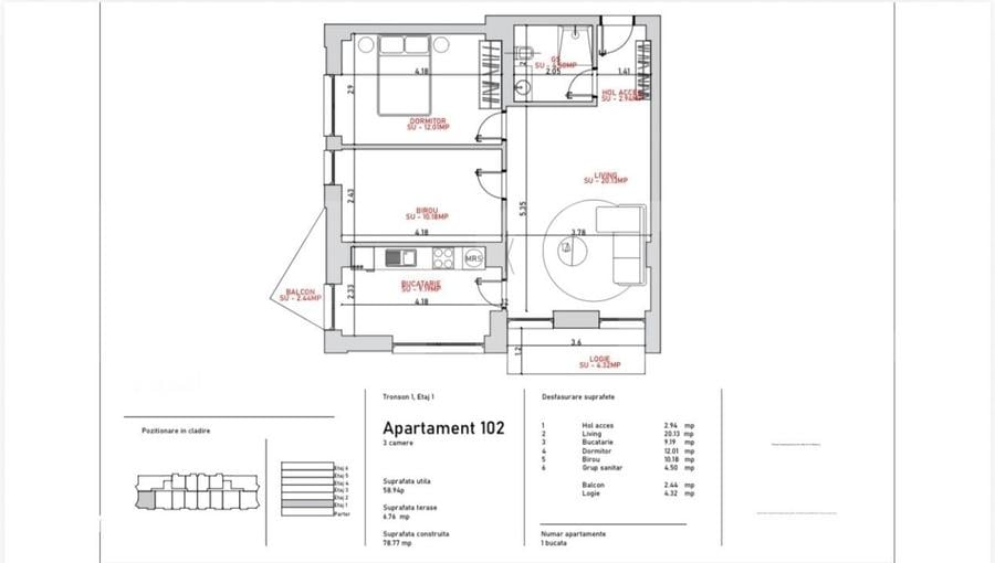 Apartament cu 2 camere în Stoicănești