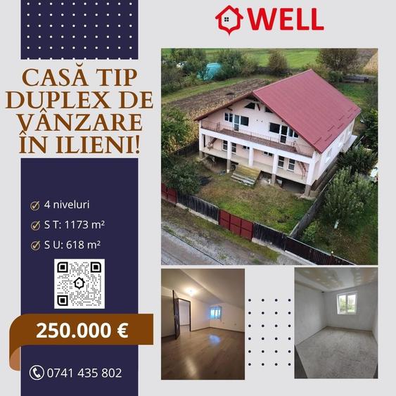 Duplex cu 20 camere cu Teren 1173 Mp în Ilieni