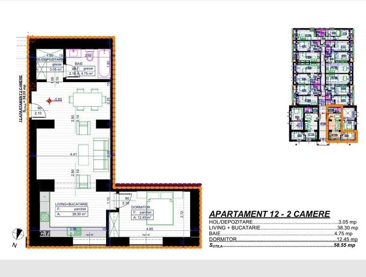 Apartament cu 3 camere decomandat în Popoveni