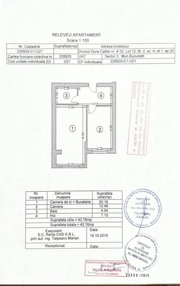 Apartament cu 2 camere în Theodor Pallady