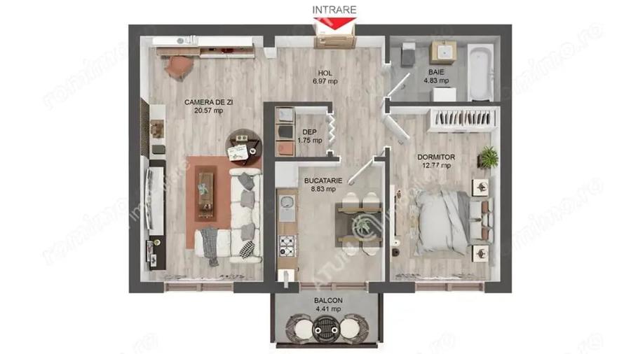 Apartament cu 2 camere decomandat în Central
