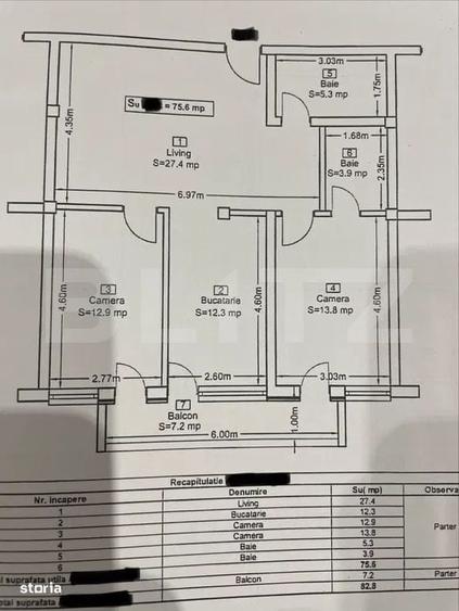Apartament cu 3 camere semidecomandat în Baciu