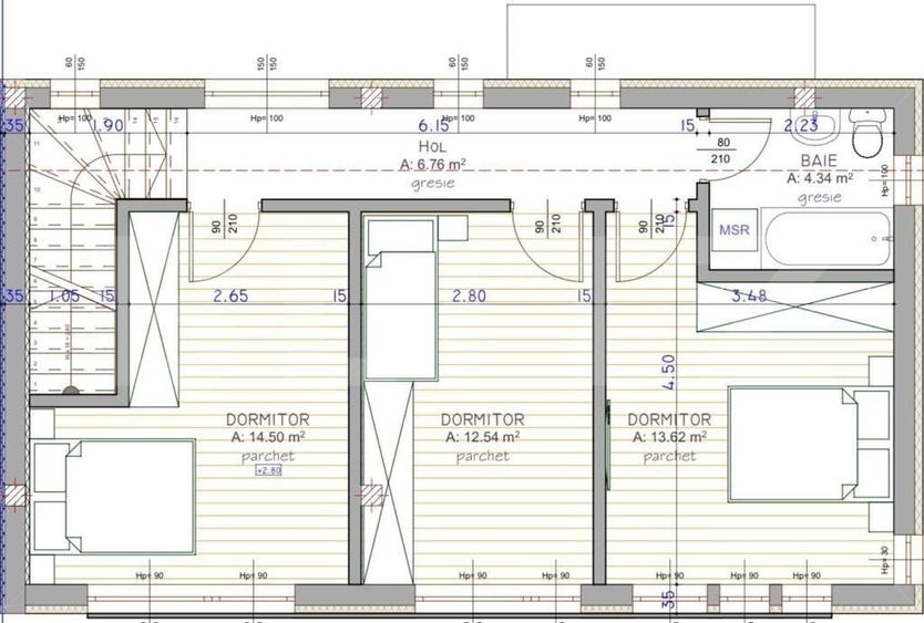 Duplex cu 4 camere semidecomandat cu Teren 50 Mp în Florești