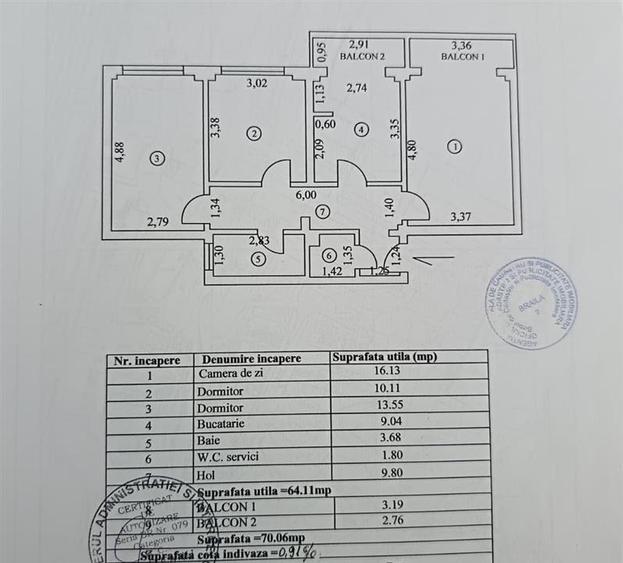 Apartament cu 3 camere decomandat în Gării