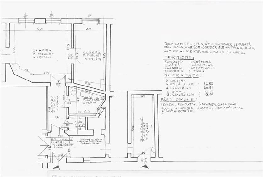 Apartament cu 2 camere semidecomandat în Central