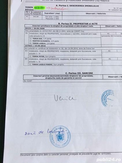 Teren de 2900 mp, în Baciu