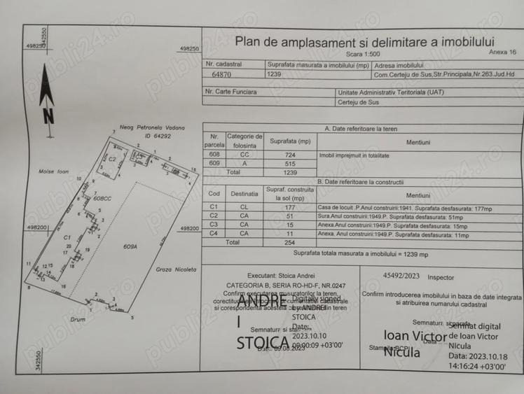 Casă cu 4 camere cu Teren 1239 Mp în Certeju de Sus