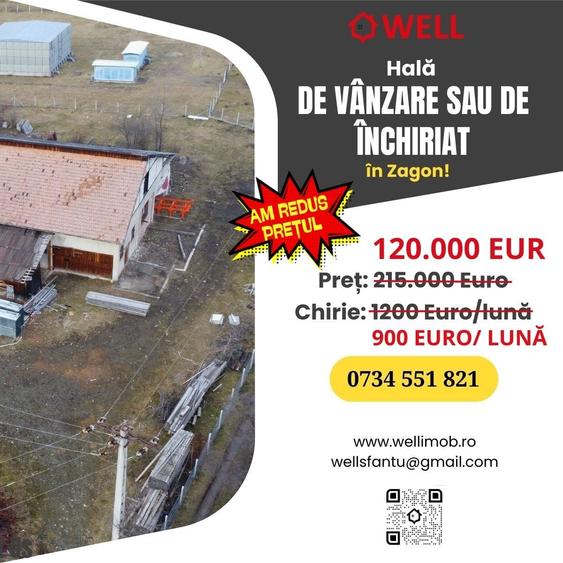 Spațiu industrial, de 800 mp, în Zagon