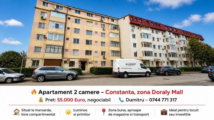 Apartament cu 2 camere semidecomandat în Sud