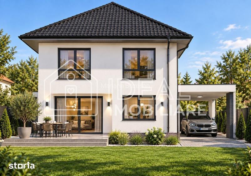 Casa individuala moderna 3 dormitoare terasa carport teren 400