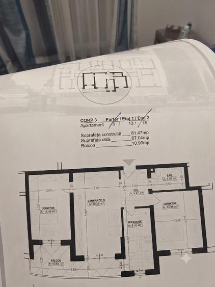 Apartament cu 3 camere decomandat, mobilat în Buziașului