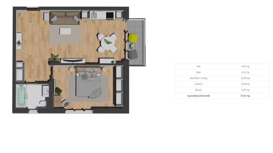 Apartament cu 2, camere, zona Vivo, parcari subterane - 1