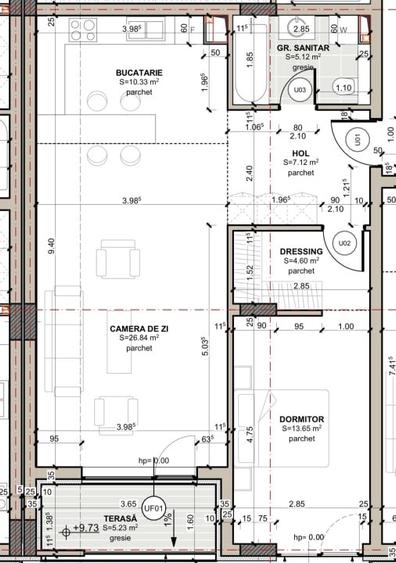 Apartament de 2 camere, 67.66 mp utili,semifinisat, Zona Eroilor, Floresti - 1