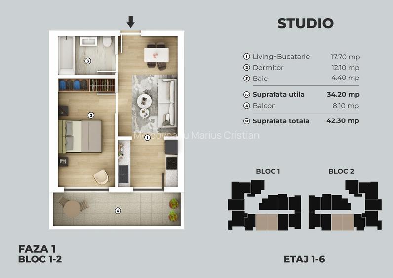 MUTARE RAPIDA! Studio 41mp Ansamblu Rezidențial Premium, Metrou Berceni 5-7min