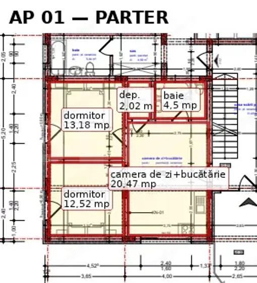 Apartament cu 3 camere semidecomandat în Central