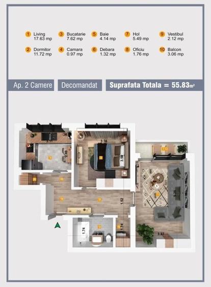 Vanzari 2 Camere Decomandat Militari Lujerului - 1