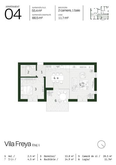 Apartament cu 2 camere în Paleu