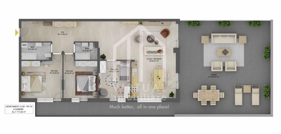 Penthouse cu 4 camere 111,64 mp si terasa de 102,33 mp |Doamna Stanca - 2