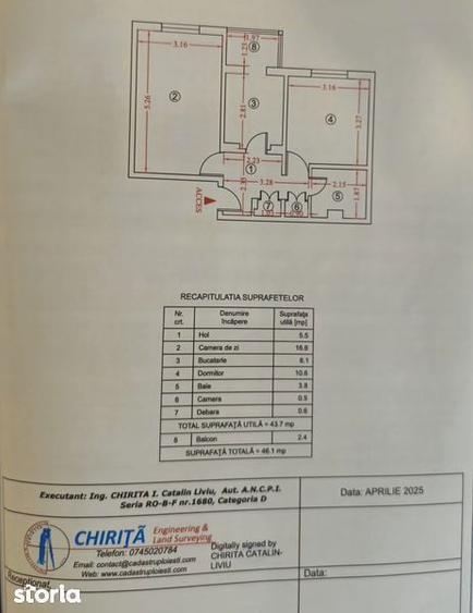 Apartament 2 camere, conf 1 decomandat, et. 3/4 - 2