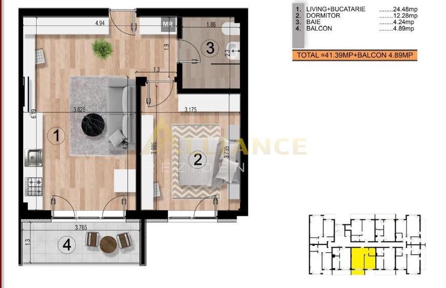 Apartament cu 2 camere decomandat în Central