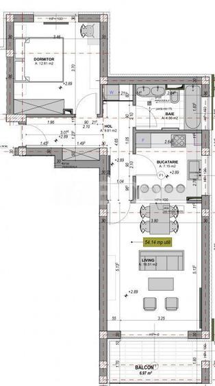 Apartament spatios cu 2 camere balcon si incalzire in pardosea - 3