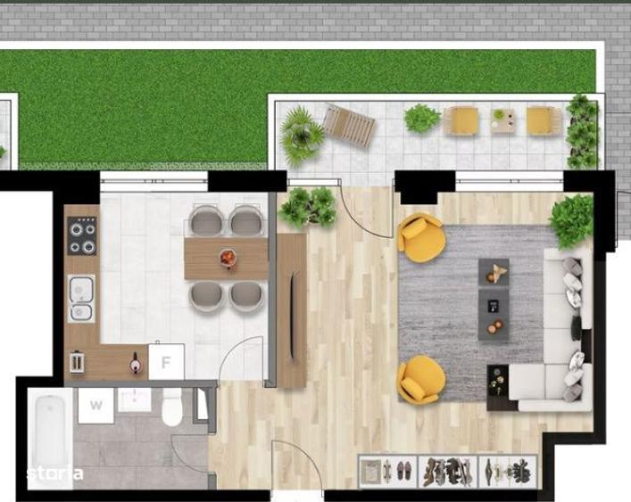 Apartament 1 CAM, SU 43.32MP, 1 balcon , zona INTRE LACURI - 2