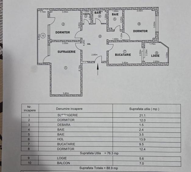 Apartament 3 camere str VICTORIEI - etajul 1 - 10