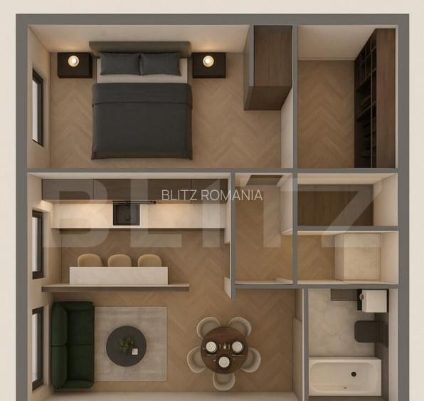 Apartamente moderne cu 2 camere, balcon si dressing - bloc n