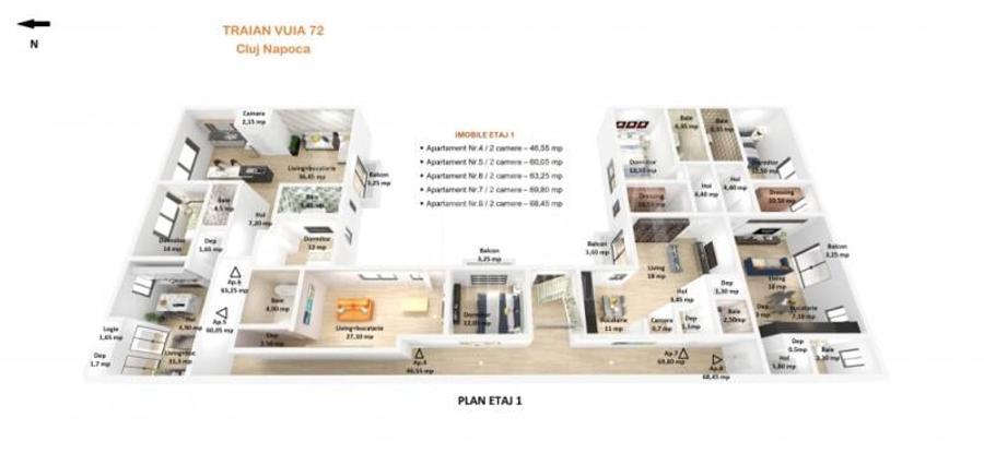 Apartament 2 camere de vanzare in Someseni, Cluj Napoca